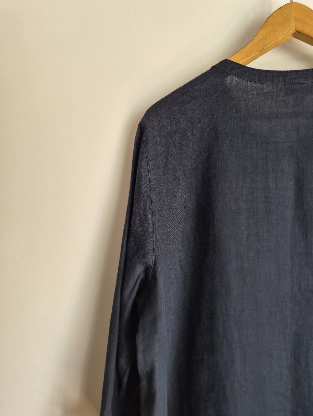 J. Jill Navy Blue Linen Side Tie Tunic Blouse Shirt Size 2X Lagenlook Minimalist - Picture 12 of 16